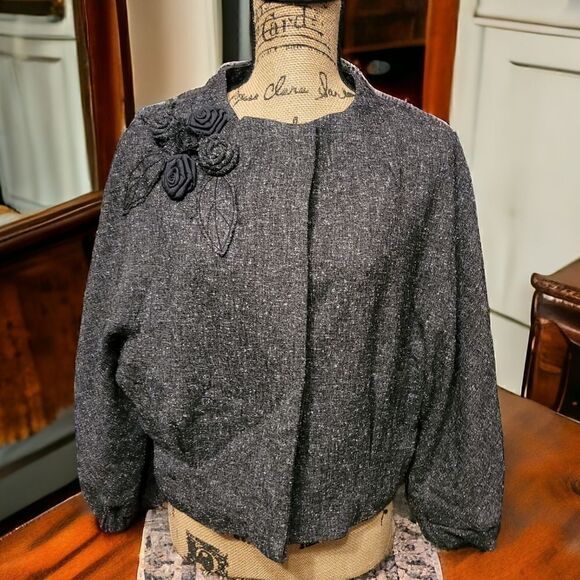 Elle Designer Tweed Jacket Size M In EUC - Picture 1 of 10